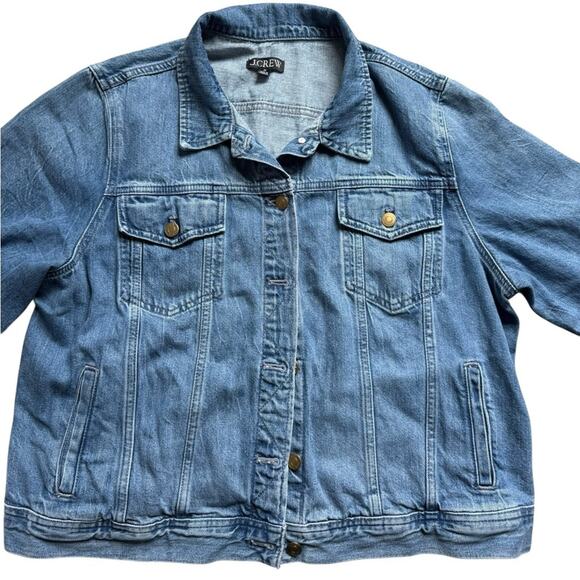 J.Crew Women’s New Classic cropped denim jacket blue size 2X - Picture 2 of 7